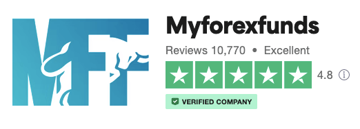 Screenshot from My Forex Fund's trustpilot page shows they have a 4.8/5 with 10,770 reviews.