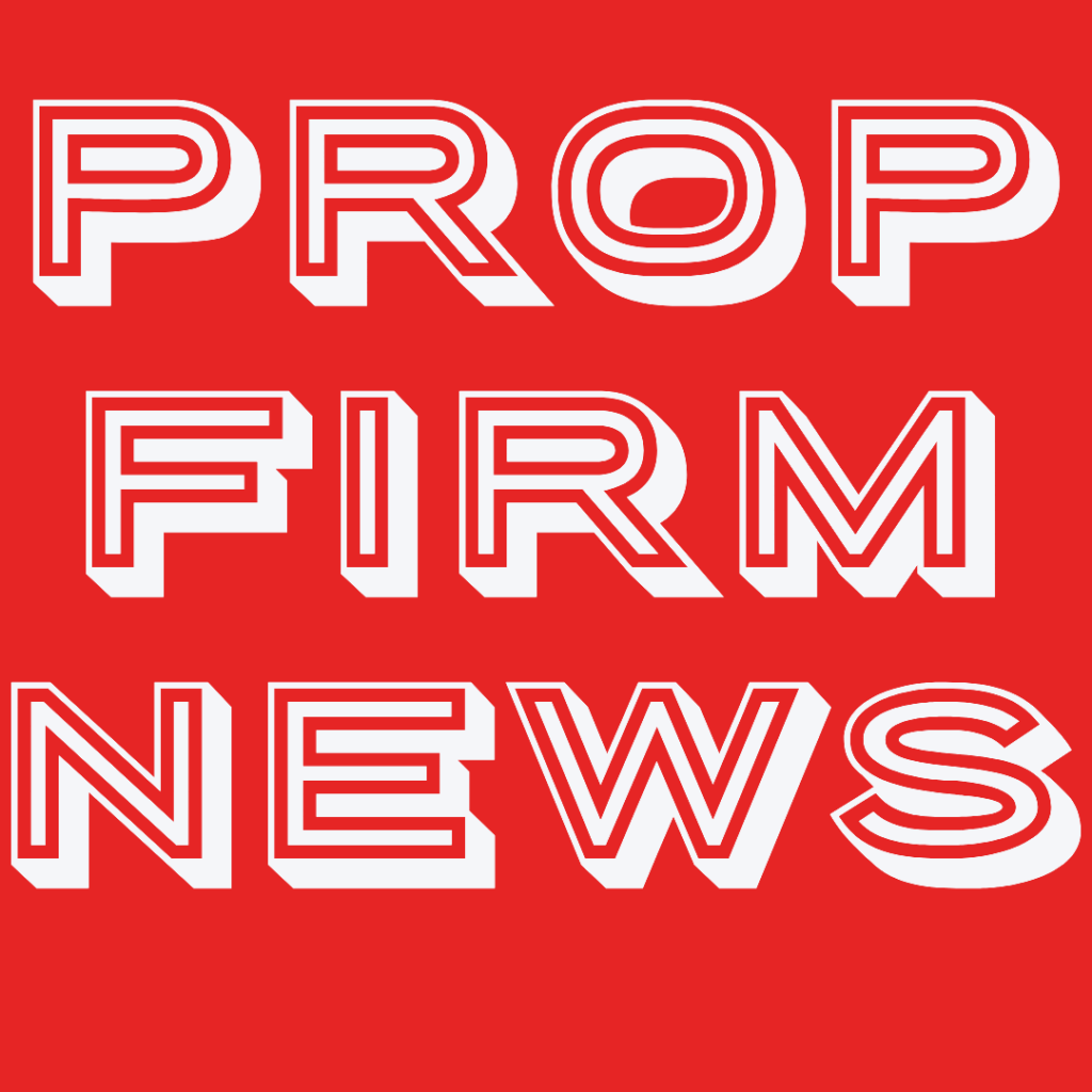 Prop firm news logo in bright red with white lettering. 