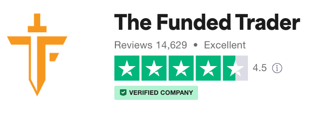 Screenshot of the Funded Trader's TrustPilot review summary showing an Excellent rating and 4.5/5 stars.