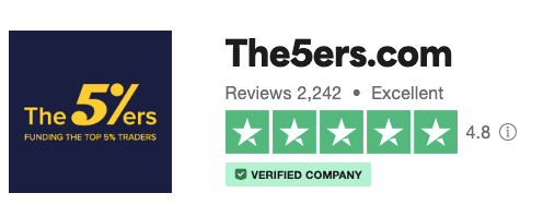 Screenshot showing an "Excellent" on the 5%ers TrustPilot page